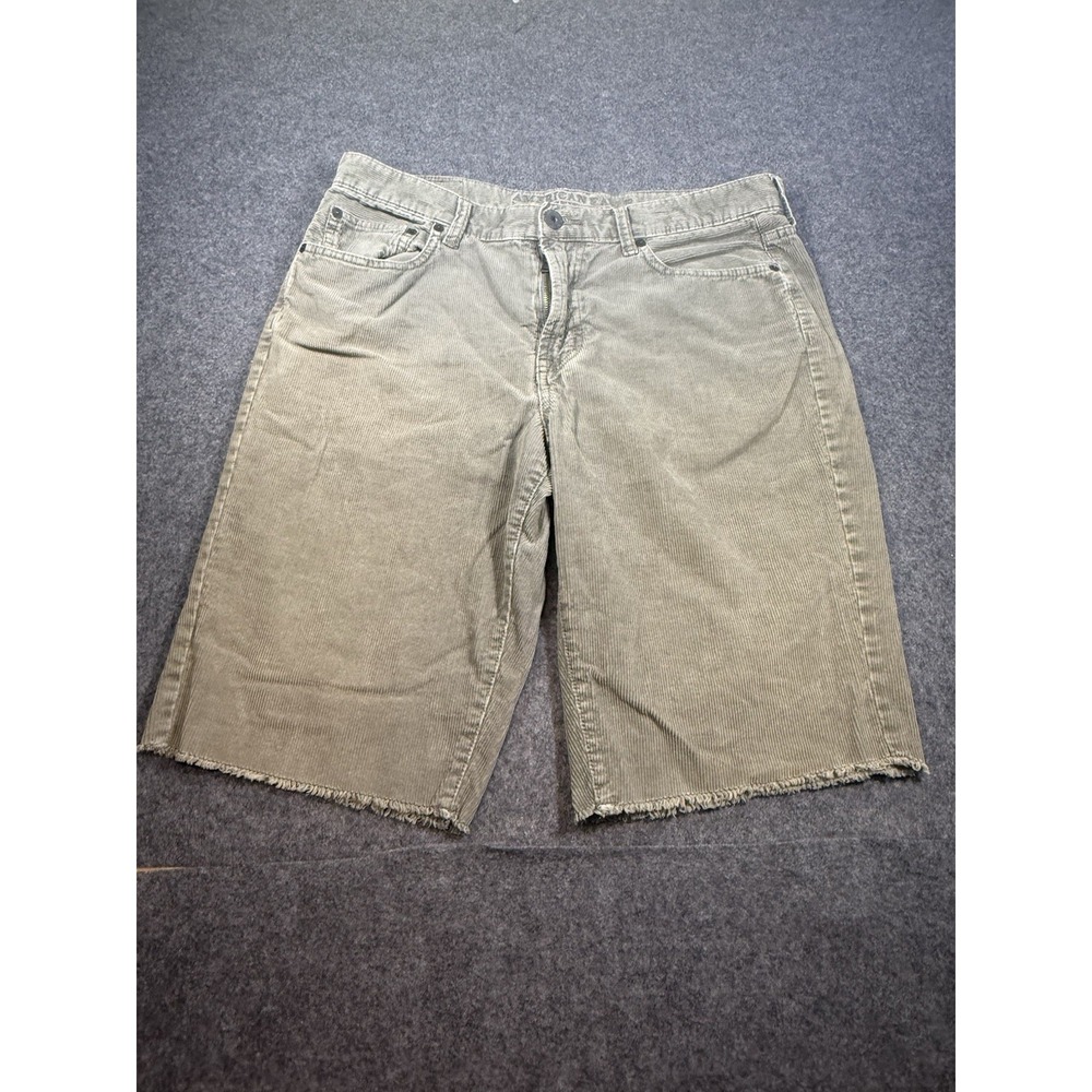 American Eagle Olive Green Corduroy Cut-Off Shorts Size 33